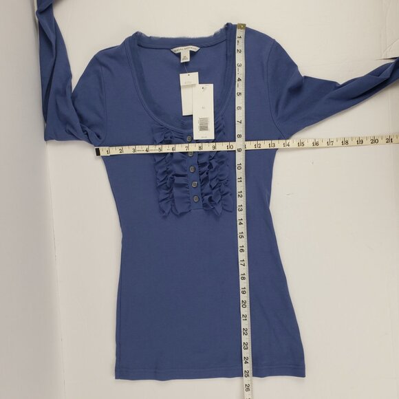 Banana Republic XS Blue Ruffle Buttons Womens Top Blouse Long Sleeve NWT - Picture 13 of 15